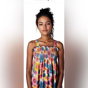 Floral Sundress Smocked Bodice
Casual-Summer Beach Casual Coverup Sun Dress